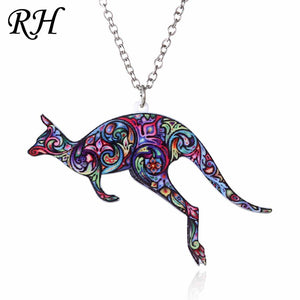 Acrylic Animal Necklace Pet Cat Dragon Pig Bird Wolf Horse Fish Dog Necklace Women Bohemia Jewelry Pendant Ethnic Long Necklace