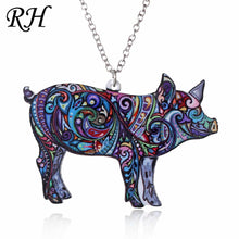 Carica l&#39;immagine nel visualizzatore di Gallery, Acrylic Animal Necklace Pet Cat Dragon Pig Bird Wolf Horse Fish Dog Necklace Women Bohemia Jewelry Pendant Ethnic Long Necklace