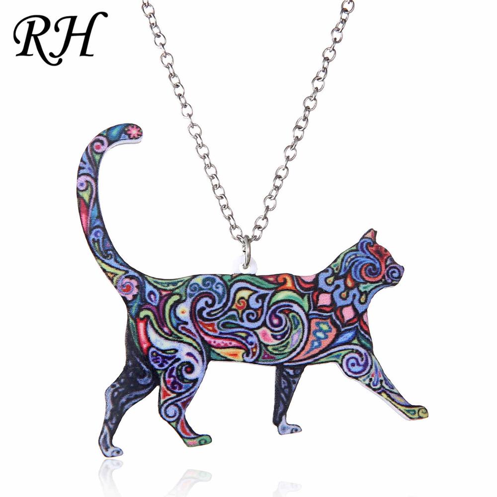 Acrylic Animal Necklace Pet Cat Dragon Pig Bird Wolf Horse Fish Dog Necklace Women Bohemia Jewelry Pendant Ethnic Long Necklace