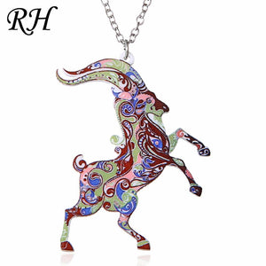 Acrylic Animal Necklace Pet Cat Dragon Pig Bird Wolf Horse Fish Dog Necklace Women Bohemia Jewelry Pendant Ethnic Long Necklace