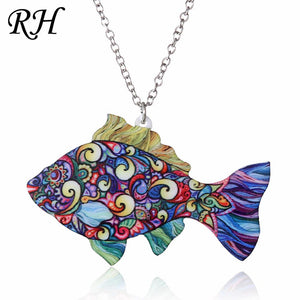 Acrylic Animal Necklace Pet Cat Dragon Pig Bird Wolf Horse Fish Dog Necklace Women Bohemia Jewelry Pendant Ethnic Long Necklace