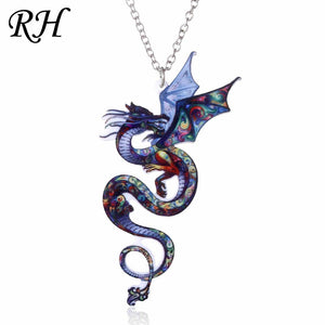 Acrylic Animal Necklace Pet Cat Dragon Pig Bird Wolf Horse Fish Dog Necklace Women Bohemia Jewelry Pendant Ethnic Long Necklace