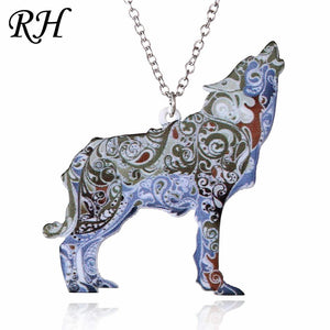 Acrylic Animal Necklace Pet Cat Dragon Pig Bird Wolf Horse Fish Dog Necklace Women Bohemia Jewelry Pendant Ethnic Long Necklace
