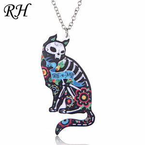 Acrylic Animal Necklace Pet Cat Dragon Pig Bird Wolf Horse Fish Dog Necklace Women Bohemia Jewelry Pendant Ethnic Long Necklace