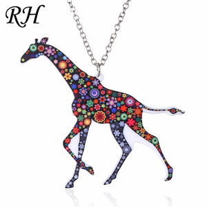 Acrylic Animal Necklace Pet Cat Dragon Pig Bird Wolf Horse Fish Dog Necklace Women Bohemia Jewelry Pendant Ethnic Long Necklace