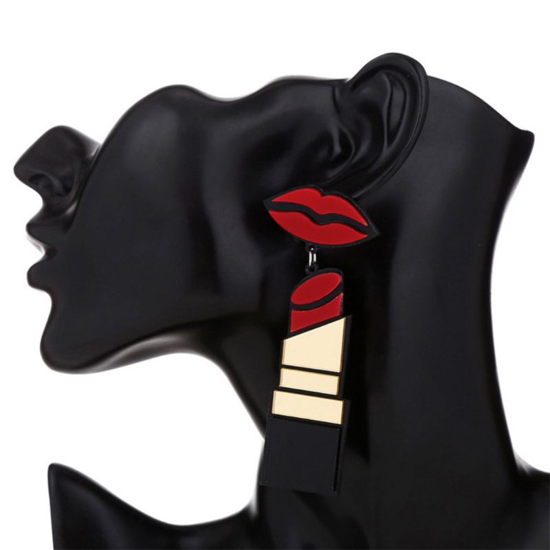 Acrylic Earrings Women Jewelry Lip Lipstick Punk Style Dangle Fashion Long Drop