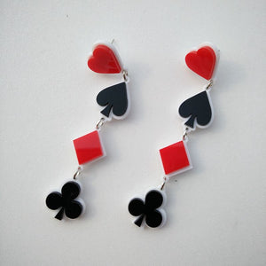 Acrylic Geometric Playing Card Long Earrings Female European Fashion Exaggerated Punk Night Club Jewelry