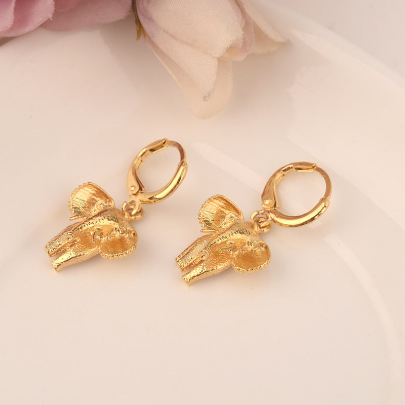 Africa Gold Filled Women's Drop Earring Dangle Earring Charms lovely elephant Jewelry Earrings brincos Vintage girls kids gift