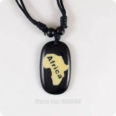 Africa map Resin Carving Pendant Necklace Fashion Jewelry
