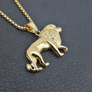 Collana con ciondolo leone africano color oro motociclista in acciaio inossidabile Hop Punk Rock regalo per feste maschili Vogue Jewelry G0426 