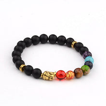 Carica l'immagine nel visualizzatore di Gallery, Bracciale in agata da uomo moda 7 chakra guarigione con perline in pietra lavica braccialetto Buddha braccialetto braccialetto gioielli da donna 
