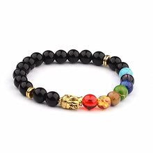 Carica l'immagine nel visualizzatore di Gallery, Bracciale in agata da uomo moda 7 chakra guarigione con perline in pietra lavica braccialetto Buddha braccialetto braccialetto gioielli da donna 
