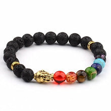 Carica l'immagine nel visualizzatore di Gallery, Bracciale in agata da uomo moda 7 chakra guarigione con perline in pietra lavica braccialetto Buddha braccialetto braccialetto gioielli da donna 