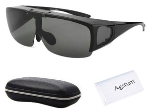 Agstum Mens Womens Wraparound Goggles Polarized Fishing Driving Glasses Flip Up Fit Over Sunglasses
