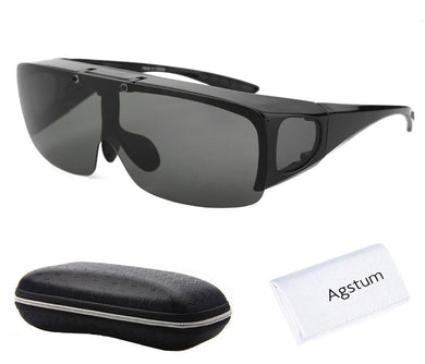 Agstum Mens Womens Wraparound Goggles Polarized Fishing Driving Glasses Flip Up Fit Over Sunglasses