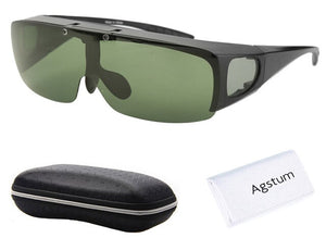 Agstum Mens Womens Wraparound Goggles Polarized Fishing Driving Glasses Flip Up Fit Over Sunglasses
