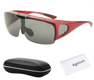 Agstum Mens Womens Wraparound Goggles Polarized Fishing Driving Glasses Flip Up Fit Over Sunglasses