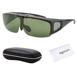 Agstum Mens Womens Wraparound Goggles Polarized Fishing Driving Glasses Flip Up Fit Over Sunglasses