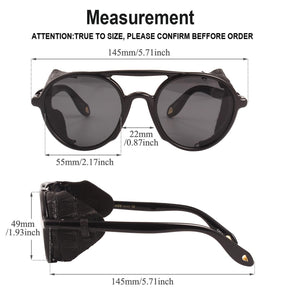 Agstum Retro Round Steampunk Sunglasses Vintage Goggles Sunglass Steam Punk Sun glasses Classical Glasses