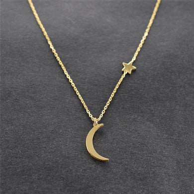 Simple Star & Moon Pendant Necklace For Women New Bijoux Maxi Statement Necklaces Collier Fashion Jewelry