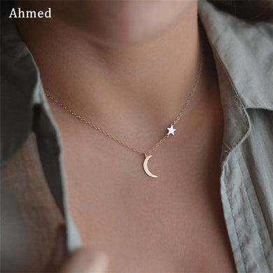 Ahmed Collana con ciondolo semplice stella e luna per donna Nuovi bijoux Maxi collane con collane Collier Gioielli di moda