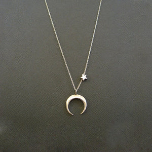 Ahmed Simple Star & Moon Pendant Necklace For Women New Bijoux Maxi Statement Necklaces Collier Fashion Jewelry