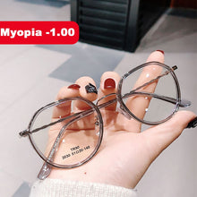 Carica l'immagine nel visualizzatore di Gallery, Ahora 2022 Finito Miopia Occhiali Telaio Donna Uomo Vintage Poligono Matel Miope Occhiali Trasparente con 0 -0.5 ~ -6.0 