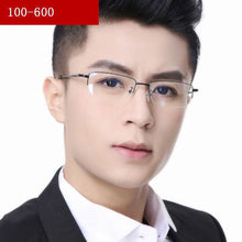 Load image into Gallery viewer, Ahora Anti Blue Light Half Frame Business Finished Myopia Glasses Ultralight Alloy Clear Lens Nearsighted Eyewear-1.0...-6.0