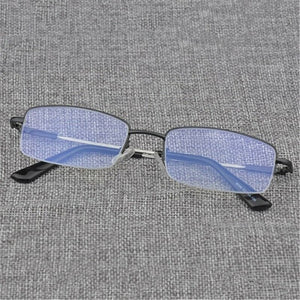 Ahora Anti Blue Light Half Frame Business Finished Myopia Glasses Ultralight Alloy Clear Lens Nearsighted Eyewear-1.0...-6.0