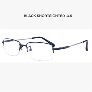 Ahora Anti Blue Light Half Frame Business Finished Myopia Glasses Ultralight Alloy Clear Lens Nearsighted Eyewear-1.0...-6.0