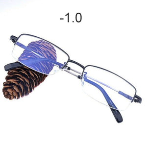 Ahora Anti Blue Light Half Frame Business Finished Myopia Glasses Ultralight Alloy Clear Lens Nearsighted Eyewear-1.0...-6.0