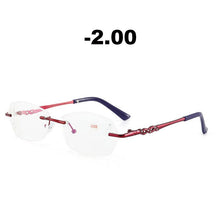 Load image into Gallery viewer, Ahora Rimless Anti Blue Light Finished Myopia Glasses Frame for Women Myopic Eyewear Diopters -1.0 -1.5 -2.0 -2.5 -3.0 -3.5 -4.0