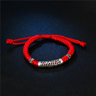 100% Real 925 Sterling Silver Charm Lovely Bracelet Red String Rope Silver Bead Bracelet Lover's Fashi Accessorieson
