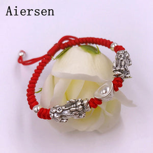 Lucky Red Rope Bracelets 925 Sterling Silver Bracelets Tibetan Buddhist Knots Adjustable Charm Bracelet for Men Women