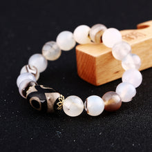 Load image into Gallery viewer, Men Women Nature Dzi Beads Bracelets Lucky Bracelet Silver 925 Fashion 8mm-14mm Opal Agate Obsidian Handmade Jewelry