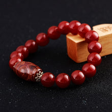 Load image into Gallery viewer, Men Women Nature Dzi Beads Bracelets Lucky Bracelet Silver 925 Fashion 8mm-14mm Opal Agate Obsidian Handmade Jewelry
