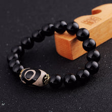 Load image into Gallery viewer, Men Women Nature Dzi Beads Bracelets Lucky Bracelet Silver 925 Fashion 8mm-14mm Opal Agate Obsidian Handmade Jewelry