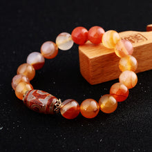 Load image into Gallery viewer, Men Women Nature Dzi Beads Bracelets Lucky Bracelet Silver 925 Fashion 8mm-14mm Opal Agate Obsidian Handmade Jewelry