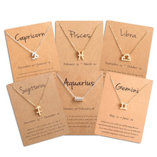 Carica l&#39;immagine nel visualizzatore di Gallery, Men Women 12 Horoscope Zodiac Sign Gold Pendant Necklace Aries Leo 12 Constellations Jewelry Kids Christmas Gifts 19NOV91