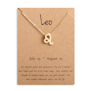 Men Women 12 Horoscope Zodiac Sign Gold Pendant Necklace Aries Leo 12 Constellations Jewelry Kids Christmas Gifts 19NOV91