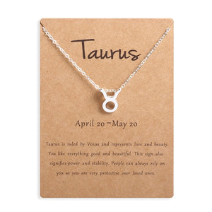 Men Women 12 Horoscope Zodiac Sign Gold Pendant Necklace Aries Leo 12 Constellations Jewelry Kids Christmas Gifts 19NOV91