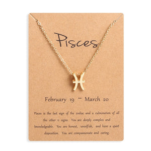 Men Women 12 Horoscope Zodiac Sign Gold Pendant Necklace Aries Leo 12 Constellations Jewelry Kids Christmas Gifts 19NOV91