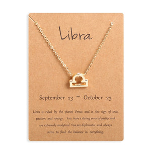 Men Women 12 Horoscope Zodiac Sign Gold Pendant Necklace Aries Leo 12 Constellations Jewelry Kids Christmas Gifts 19NOV91