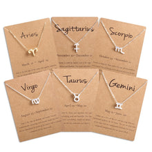 Carica l&#39;immagine nel visualizzatore di Gallery, Men Women 12 Horoscope Zodiac Sign Gold Pendant Necklace Aries Leo 12 Constellations Jewelry Kids Christmas Gifts 19NOV91