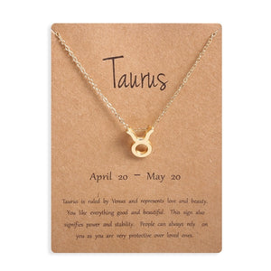 Men Women 12 Horoscope Zodiac Sign Gold Pendant Necklace Aries Leo 12 Constellations Jewelry Kids Christmas Gifts 19NOV91