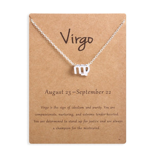 Men Women 12 Horoscope Zodiac Sign Gold Pendant Necklace Aries Leo 12 Constellations Jewelry Kids Christmas Gifts 19NOV91