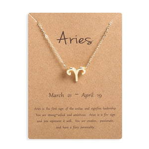Men Women 12 Horoscope Zodiac Sign Gold Pendant Necklace Aries Leo 12 Constellations Jewelry Kids Christmas Gifts 19NOV91