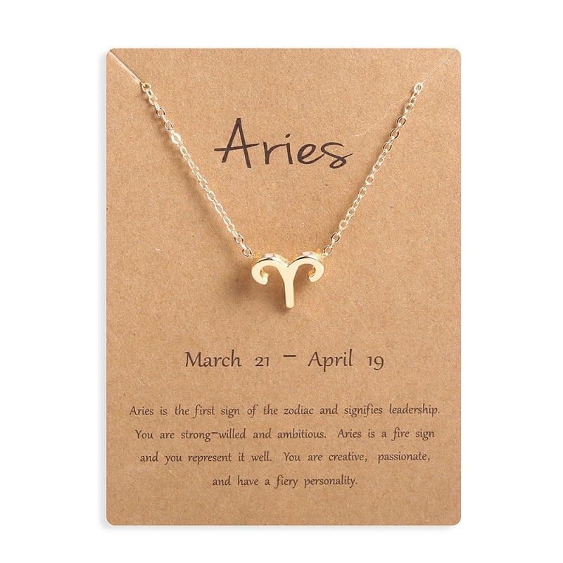 Men Women 12 Horoscope Zodiac Sign Gold Pendant Necklace Aries Leo 12 Constellations Jewelry Kids Christmas Gifts 19NOV91