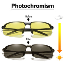 Carica l&#39;immagine nel visualizzatore di Gallery, Occhiali da sole da guida per visione diurna e notturna polarizzati fotocromatici in lega Al-Mg, occhiali da sole per driver scolorimento UV400 Proteggi S160