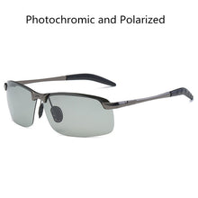 Load image into Gallery viewer, Al-Mg Alloy Pochromic Sunglasses Men Polarized Chameleon Glasses Change Color Sun Glasses Day Night Vision Driving Goggles
